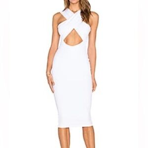 ASOS White Ribbed Midi Bodycon Dress